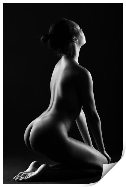 nude woman sitting down Print by Alessandro Della Torre