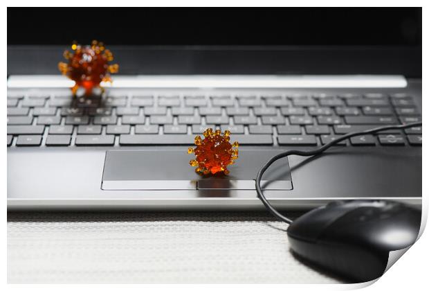 coronavirus covid-19 on a keyboard of a laptop pc Print by Alessandro Della Torre
