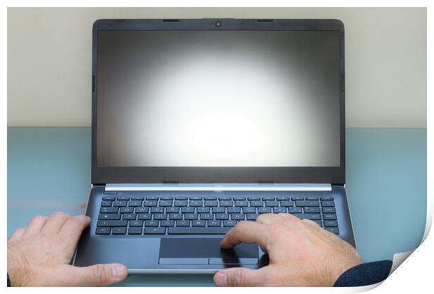 A man typing on laptop computer Print by Alessandro Della Torre