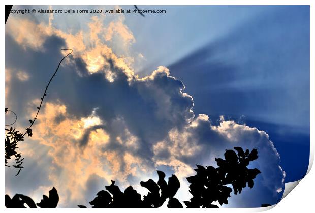 sunlight coming put from a group of clouds Print by Alessandro Della Torre