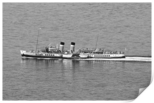 PS Waverley , just left Largs. (black&white) Print by Allan Durward Photography