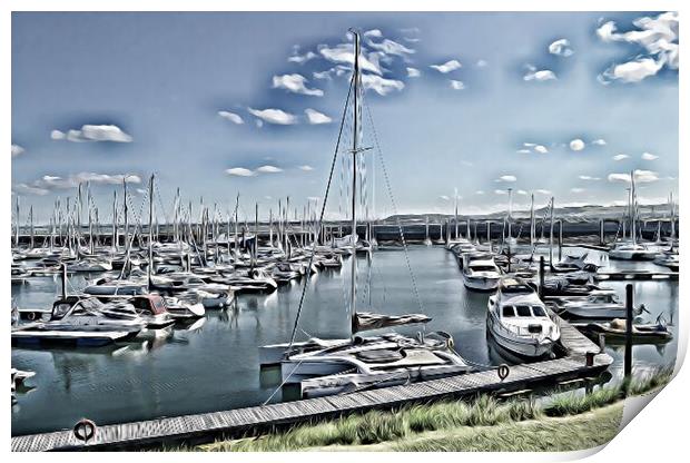 SW Scotland`s Troon marina residents  (painting ef Print by Allan Durward Photography