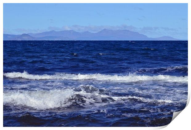 Arran viewed over choppy sea at Dunure Print by Allan Durward Photography