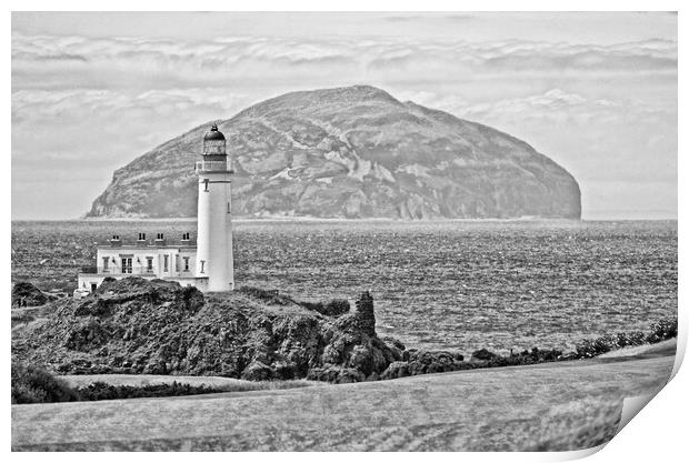 Turnberry lighthouse and Ailsa Craig (abstract) Print by Allan Durward Photography