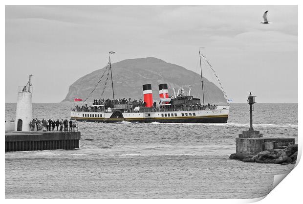Waverley paddle steamer Girvan (selective colour) Print by Allan Durward Photography