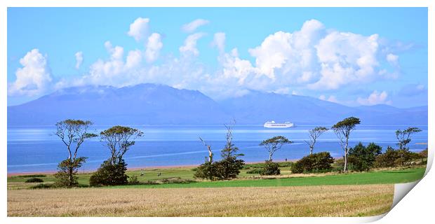 Cruise ship Ambition sailing past Portencross and  Print by Allan Durward Photography