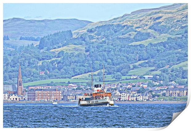 PS Waverley steaming Largs to Millport (abstract) Print by Allan Durward Photography