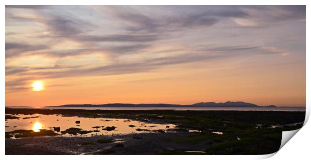 Sunset over Arran, Greenan beach view Print by Allan Durward Photography