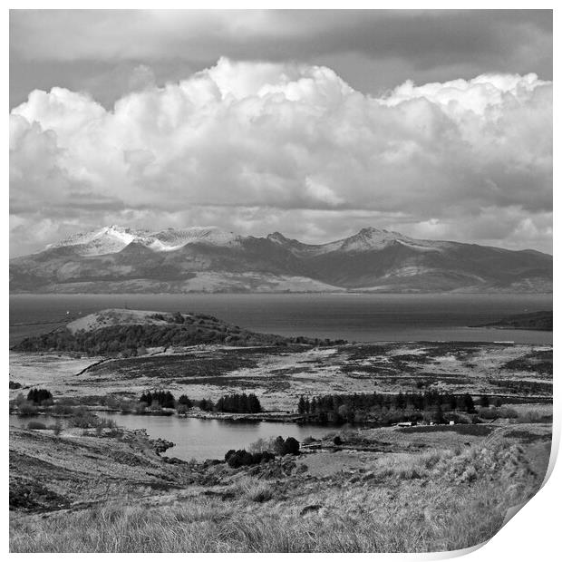 Isle of Arran mountains and Goldenberry Hill Print by Allan Durward Photography