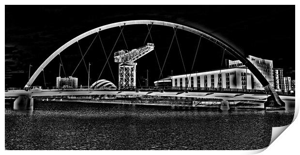 Glasgow`s Clyde Arc  and Finnieston Crane  (abstra Print by Allan Durward Photography