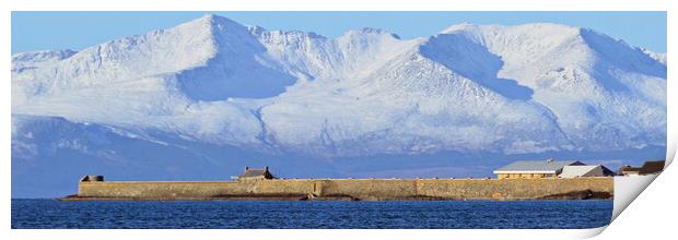 Sunny Saltcoats, harbour walls and Arran Print by Allan Durward Photography