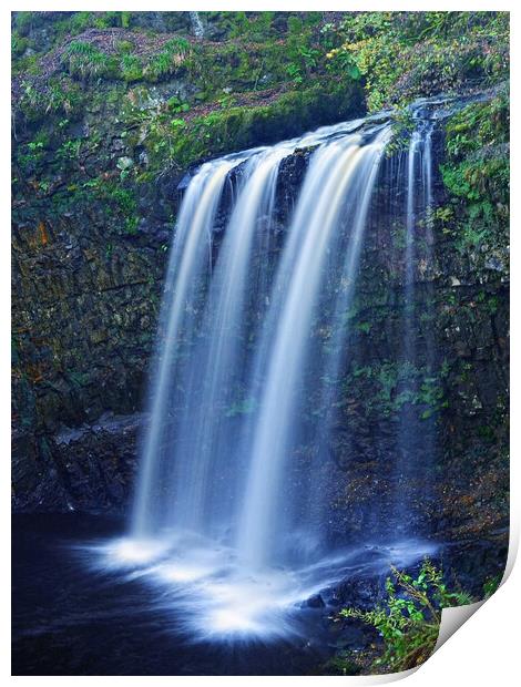 The cascade of Dalcaircairney Falls, East Ayrshire Print by Allan Durward Photography