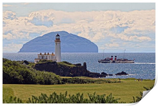 PS Waverley passing Turnberry lighthouse and Ailsa Print by Allan Durward Photography