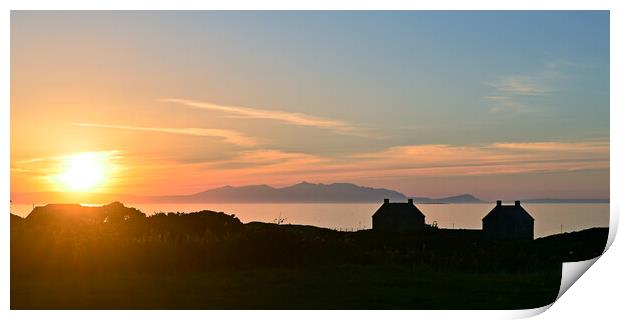 South Ayrshire sunset at Prestwick over Arran Print by Allan Durward Photography