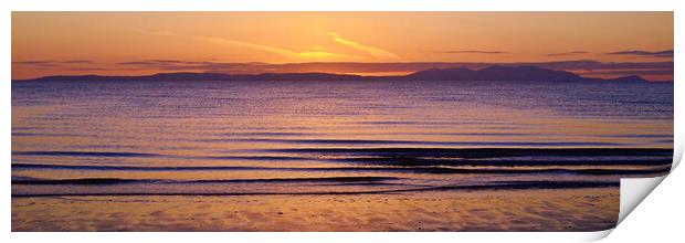 Scottish coastal sunset, Prestwick and Arran Print by Allan Durward Photography