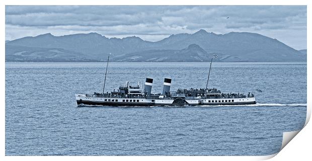 PS Waverley and Isle of Arran mountains Print by Allan Durward Photography