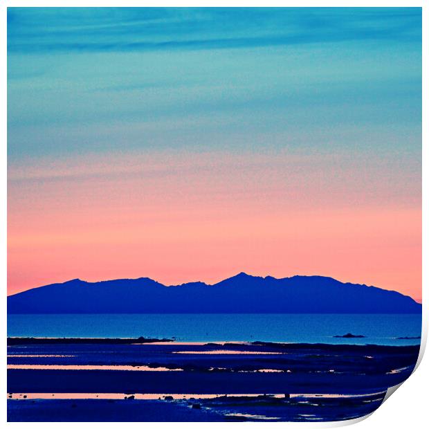 Arran mountains at sunset Print by Allan Durward Photography