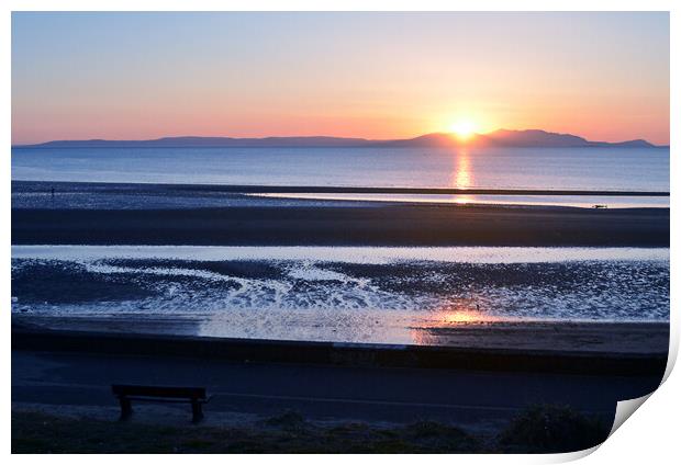 Prestwick and Arran sunset Print by Allan Durward Photography
