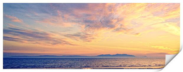 Isle of Arran sunset viewed from Ayr Print by Allan Durward Photography