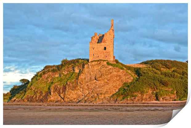 Scottish Castles, Greenan Castle  SW of Ayr at sun Print by Allan Durward Photography