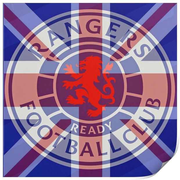 Rangers FC emblem and Union Jack Print by Allan Durward Photography