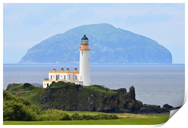 Turnberry lighthouse and Ailsa Craig , SW Scotland Print by Allan Durward Photography