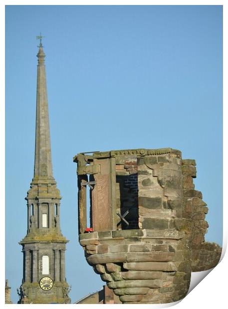 Ayr`s Town Hall steeple and Miller`s Folly Print by Allan Durward Photography
