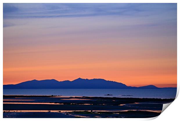 Beautiful Arran at dusk from Greenan beach, Ayr Print by Allan Durward Photography
