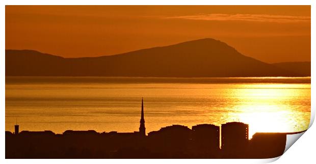 Ayr cityscape skyline at sunset Print by Allan Durward Photography