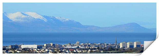 Panorama view of Ayr and Arran Print by Allan Durward Photography