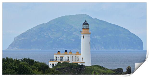 Turnberry lighthouse and Ailsa Craig Print by Allan Durward Photography
