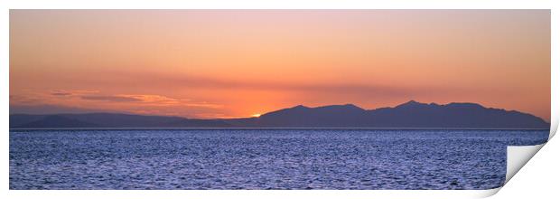 Majestic Isle of Arran silhouetted at sunset Print by Allan Durward Photography