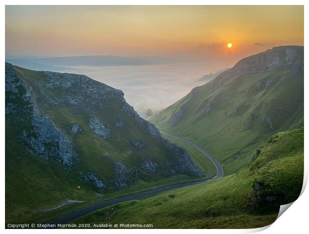 Winnats Pass sunrise inversion Print by Stephen Morrison