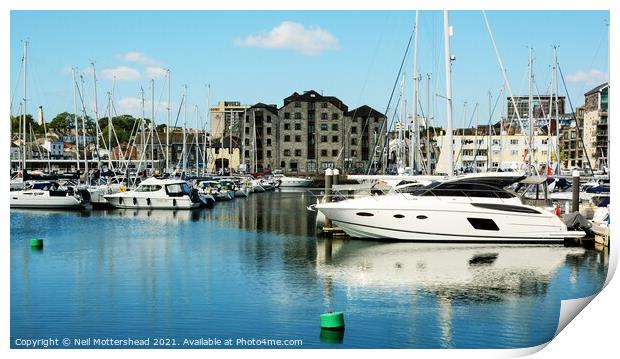 Sutton Harbour Reflections, Plymouth. Print by Neil Mottershead