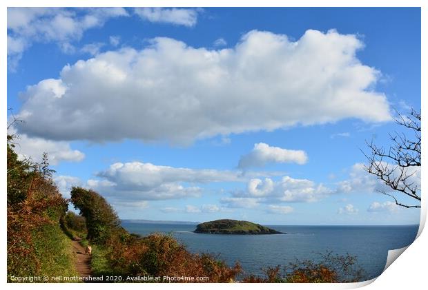 Clouds Over Looe Island. Print by Neil Mottershead