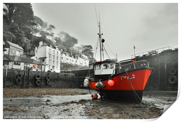Polperro Trawler &quot;Fairwind&quot; At Low Tide. Print by Neil Mottershead