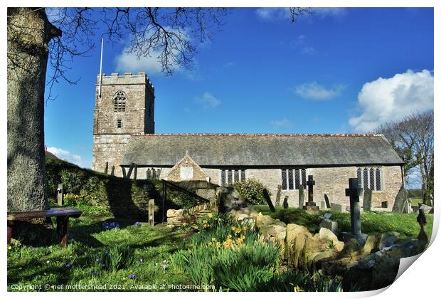 St Sampson's Church, Golant, Cornwall. Print by Neil Mottershead