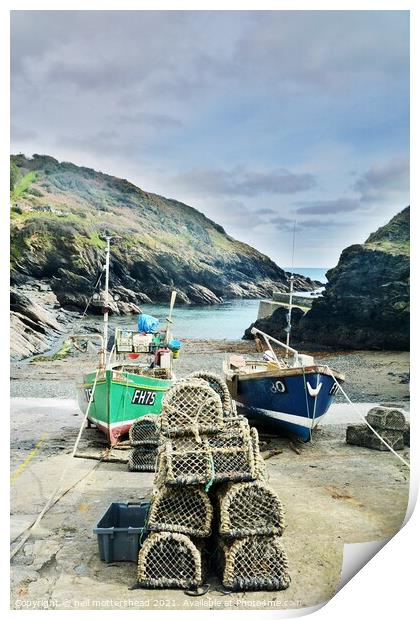 Portloe Lobster Pots & Boats, Cornwall. Print by Neil Mottershead