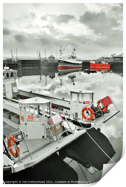 Padstow Trawlers & Ferry Boats. Print by Neil Mottershead