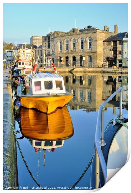 Barbican Reflections, Plymouth. Print by Neil Mottershead