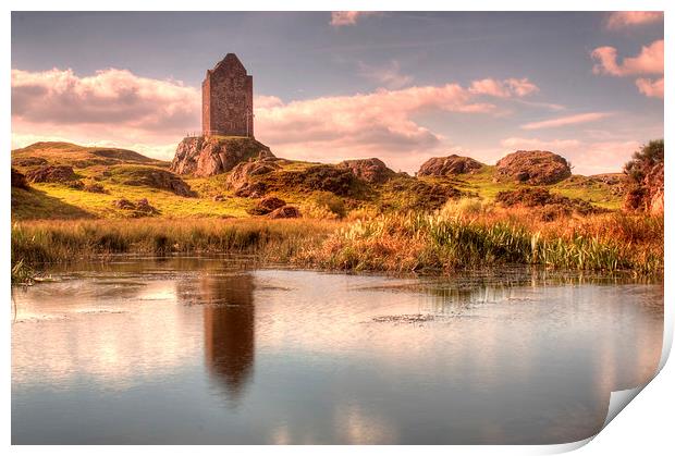 Smailholm Tower and Pond Print by Gavin Liddle