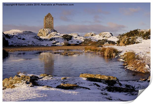  Smailholm Tower in the Snow 2 Print by Gavin Liddle