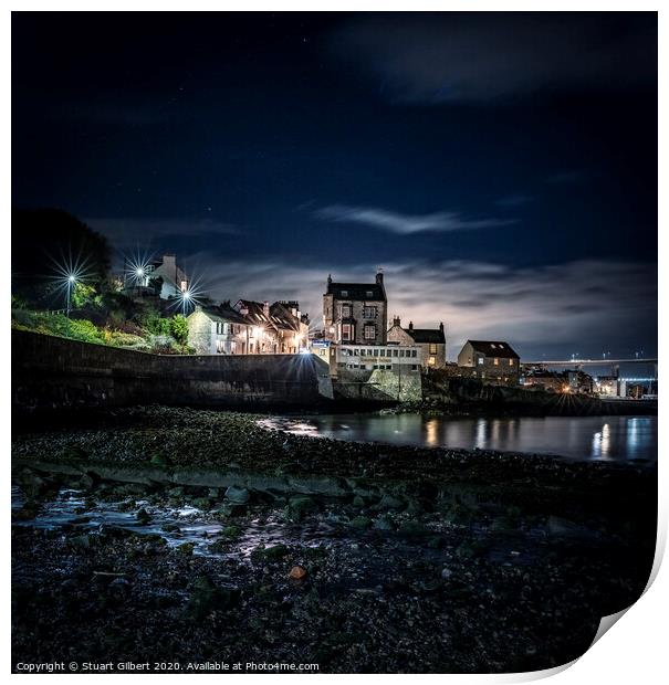 South Queensferry at Night Print by Stuart Gilbert