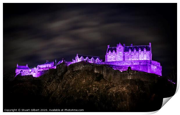 A Purple Edinburgh Castle Print by Stuart Gilbert
