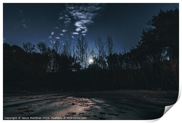 Moonlight on the beach Print by Jesus Martínez