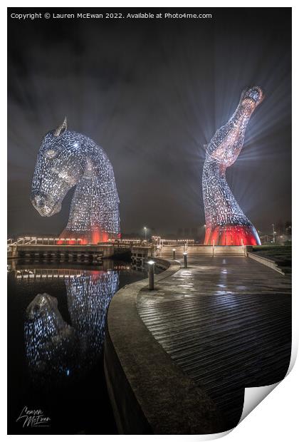 Kelpies Walkway Print by Lauren McEwan