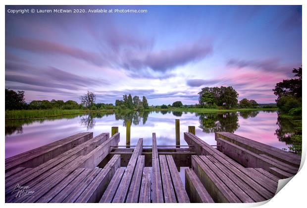 Larbert Loch Pier Print by Lauren McEwan