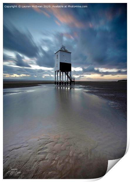 Burnham-on-Sea Low Lighthouse Print by Lauren McEwan