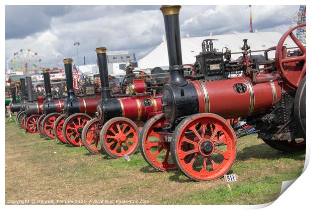A line up of red engines Print by Hannah Temple