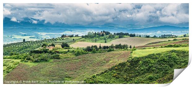 Tuscan landscape farmland outside Voleterra, Tuscany Italy Print by Frank Bach